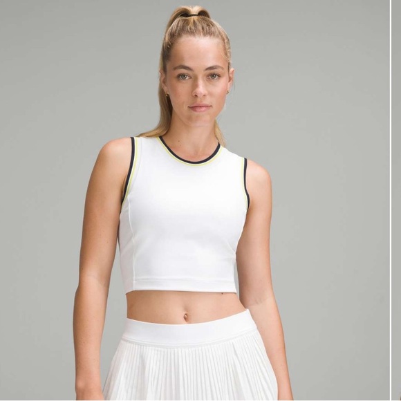 lululemon athletica Tops - 2024 Lululemon Varsity Scoop-Neck Cropped Tennis Tank Top
White / Yellow / Navy